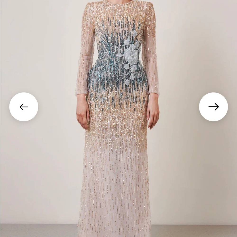Chic Gold and Silver Long Sleeve Dress